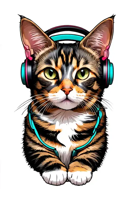 Cat Wearing Headphones