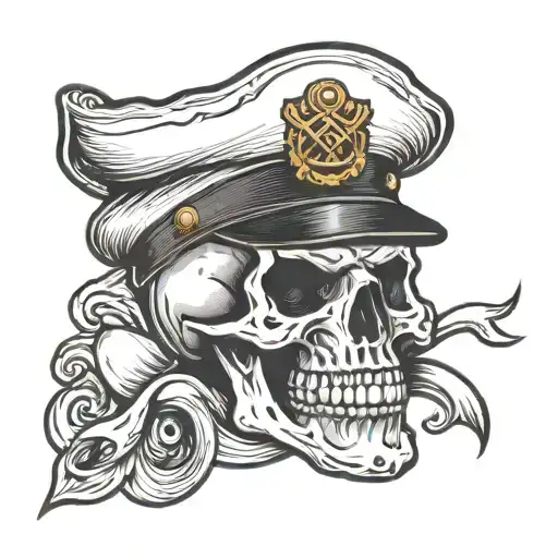 Laughing Skull With Sailor Hat