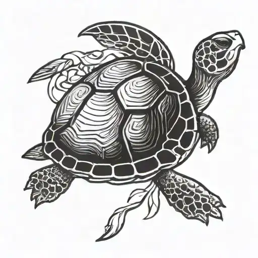 Outline Of A Turtle With The Shell As An Island