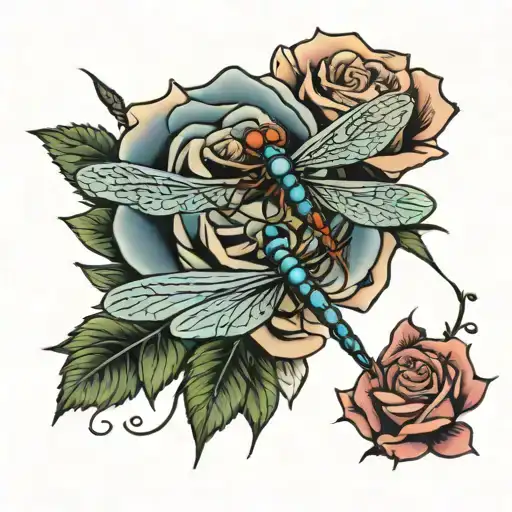 Rose And Dragonfly