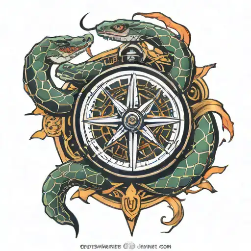 Compass Clock Snake Fire