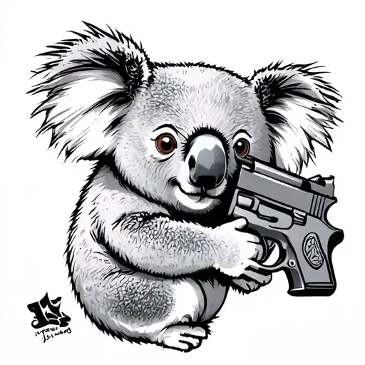A Koala Holding A Gun