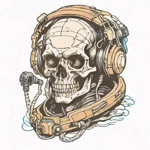 Astronaut Skull Wearing Headphones