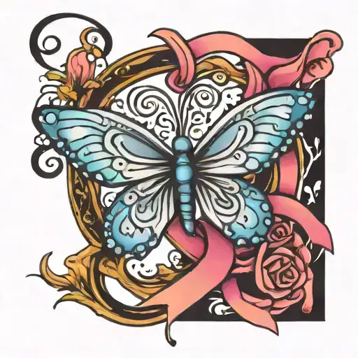 Cancer Ribbon Butterfly