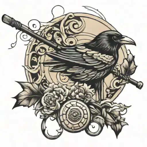 Fishing Pole With Crow On The End