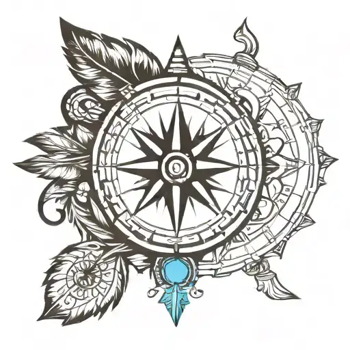 Native American Compass With Carpe Diem Written Inside With An Indian Atmosphere