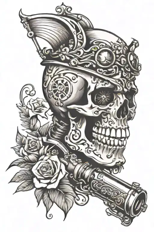 Skull With Tattoo Machine