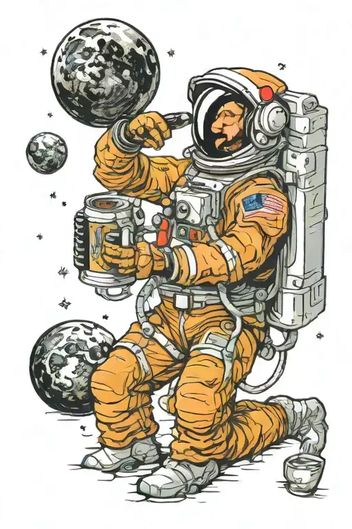 Astronaut Drinking Beer On The Moon Looking At Ea Lua