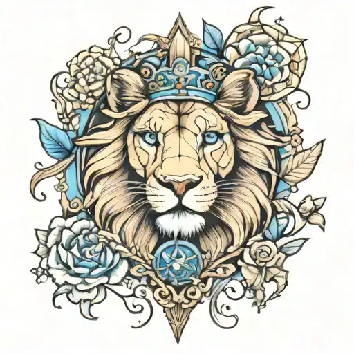 Lion And Blue Eyes And Chirch