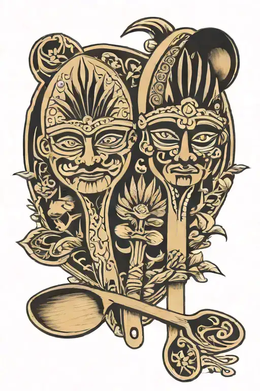 Filipino Decorative Wooden Spoon And Fork