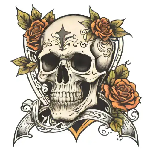 Skull With Hourglass