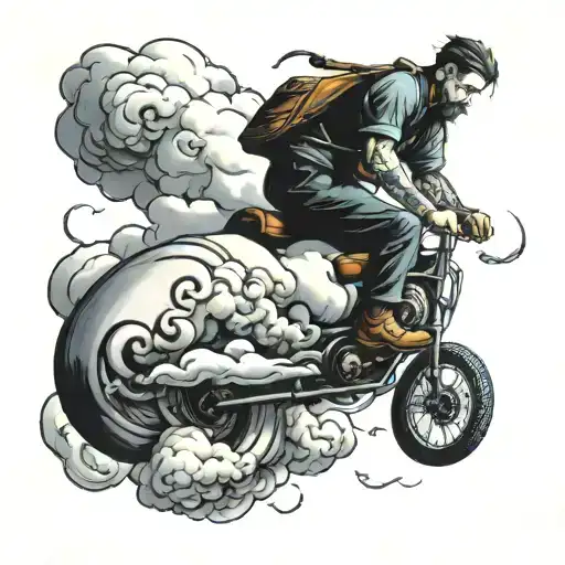Man Riding A Cloud Artwork