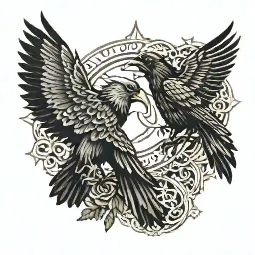 Odin Ravens Huginn And Muninn