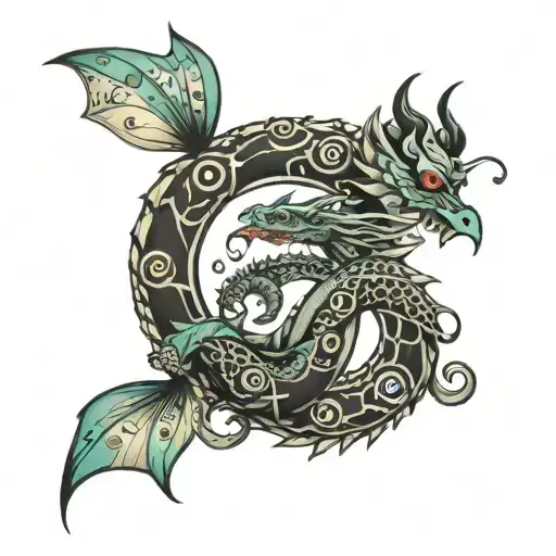 Dragon Wrapped Around Semi Colon Butterfly