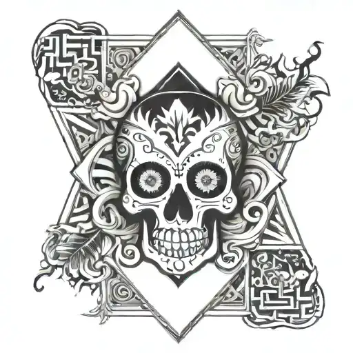 Ace Card Featuring Polynesia Black White