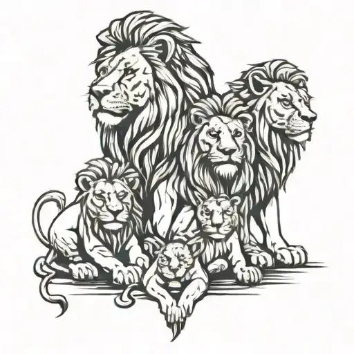 Lion Family Sitting