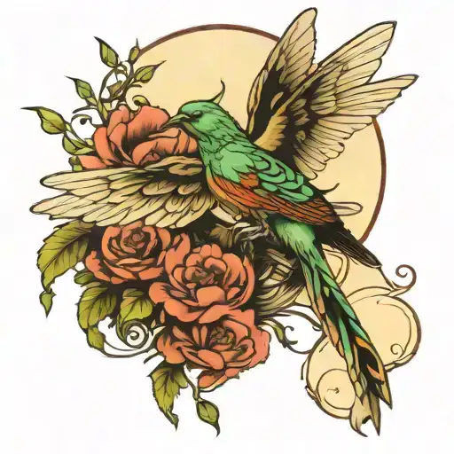 Bird And Dragonfly Perched