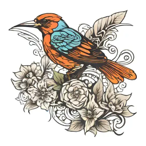 Bird And Dragonfly Perched Regally