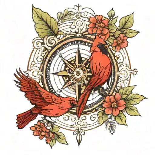 Compass And Cardinal Bird