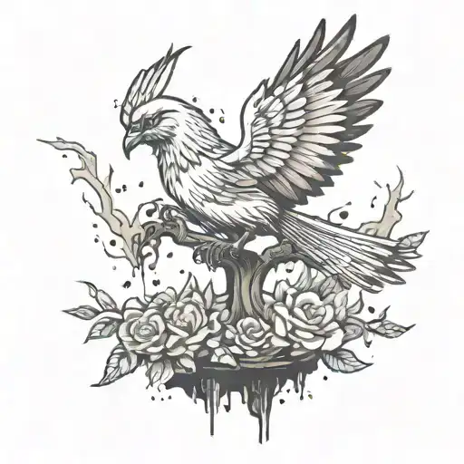 Falling Bird Perched Atop A Pile