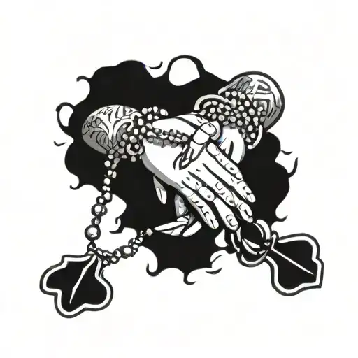 Hands And Rosary Intertwined