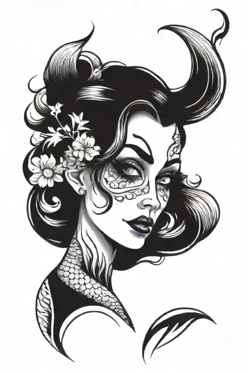 Mermaid Lady Face Made