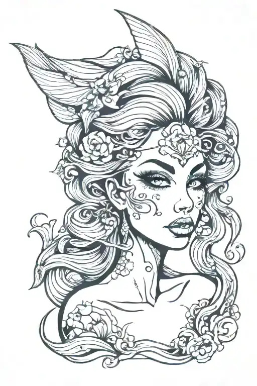 Mermaid Lady Face Surreal