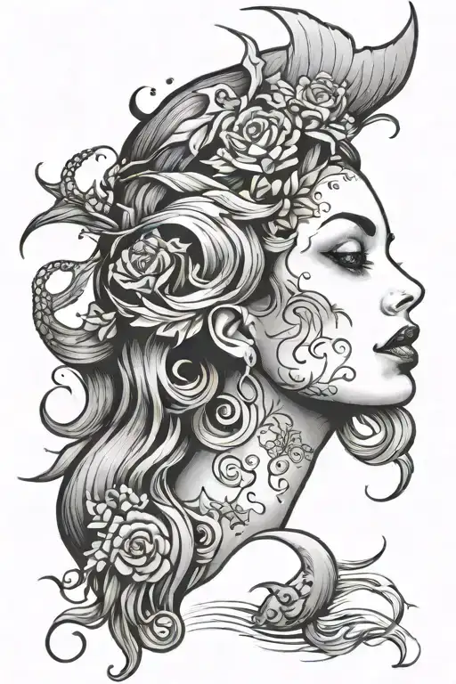 Mermaid Lady Face Surreal