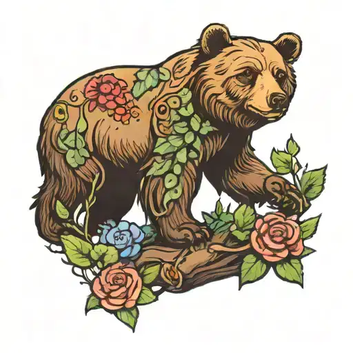 Bear In The Forest With Mallow