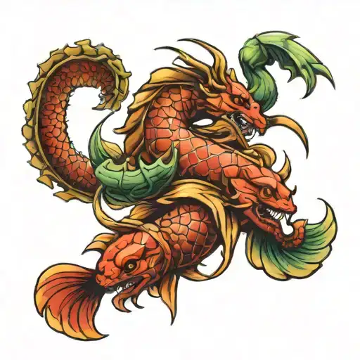 Two Scorpios Protecting A Pisces Zodiac Sign Intertwined