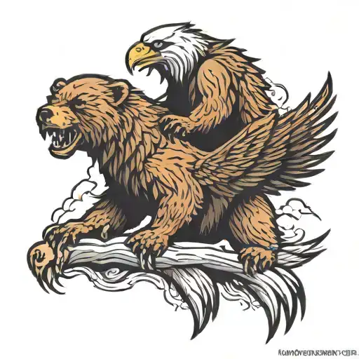 Grizzly Bear Riding A Bald Eagle