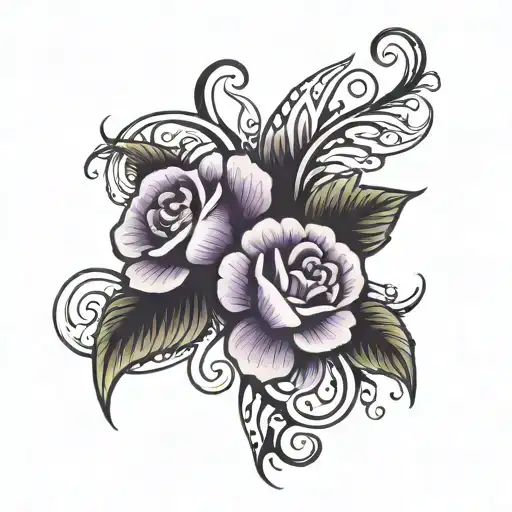 Violet Flower Intertwined With Roman Numeral 4