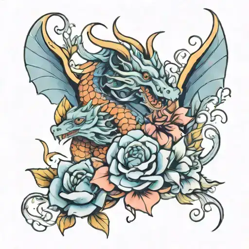 Flowers With Dragon