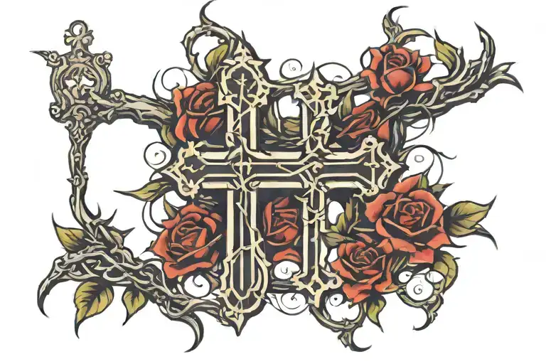 Christian Cross With Thorns