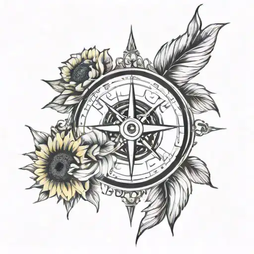 Compass And Sunflower And Birth Date