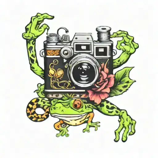 A Camera A Frog And Lepord Print
