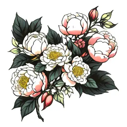 Flowers Peonies Apple Tree