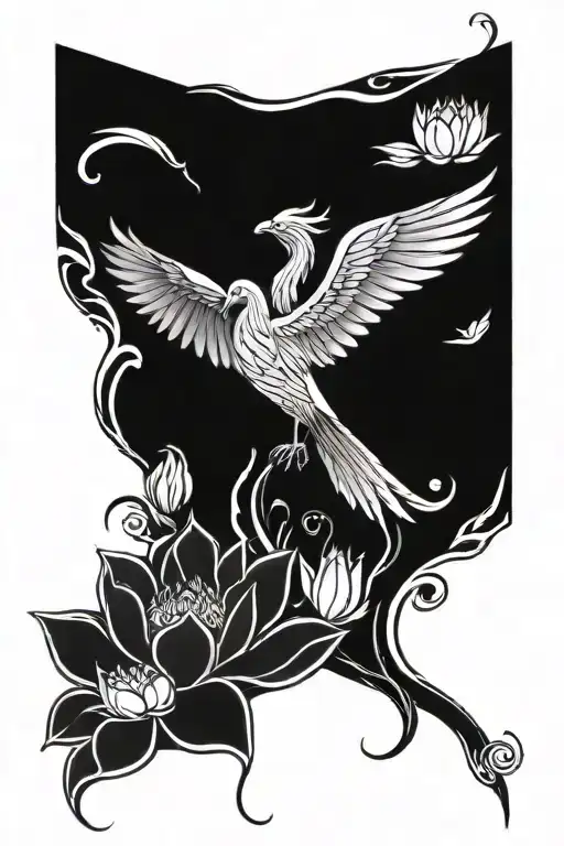 Pheonix Rising From A Lotus Flower