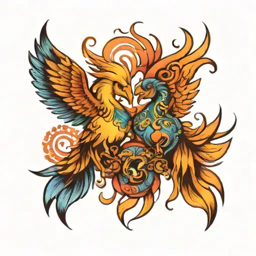 Two Baby Pheonix Pisces And Scorpio Zodiac Sign