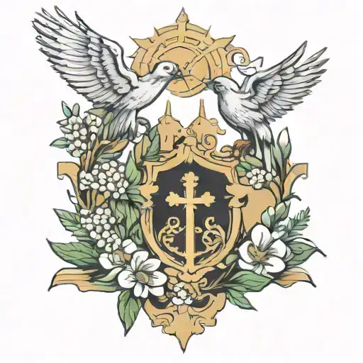 Cyprus Country With Doves And Cross