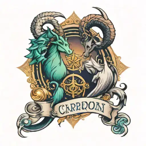 Capricorn And Libra Design Incorporating Elements