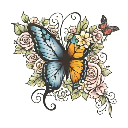 Butterly One Wing Made Of Flowers