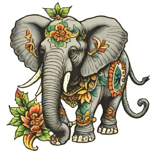 An Elephant With A Parrot On Its Back