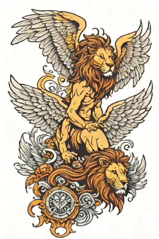 Lion And Angel Wings Spread