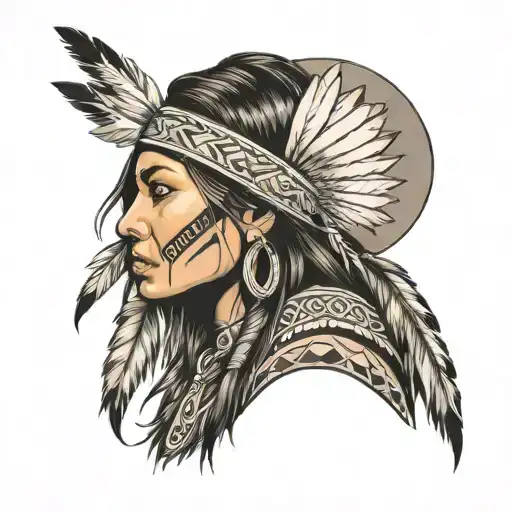 Native American Woman Looking Back Over Her Shoulder