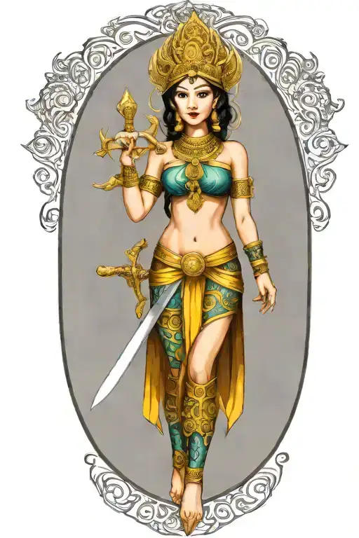 Thai Goddess Sword And Shield