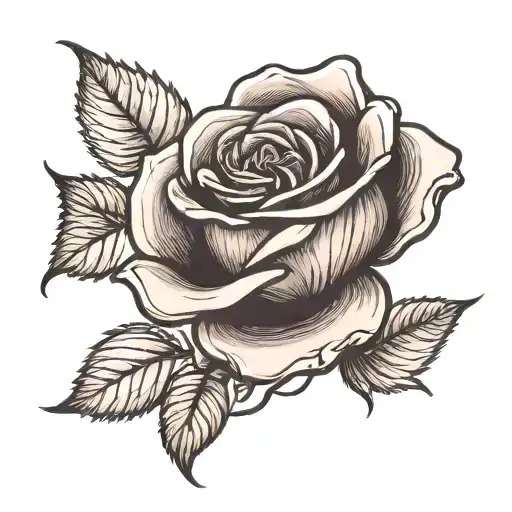 Single Rose With Stem Going Down Leg