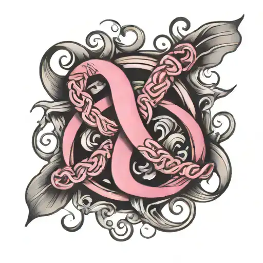 Infinity Symbol Intertwined With Breast Cancer Ribbon