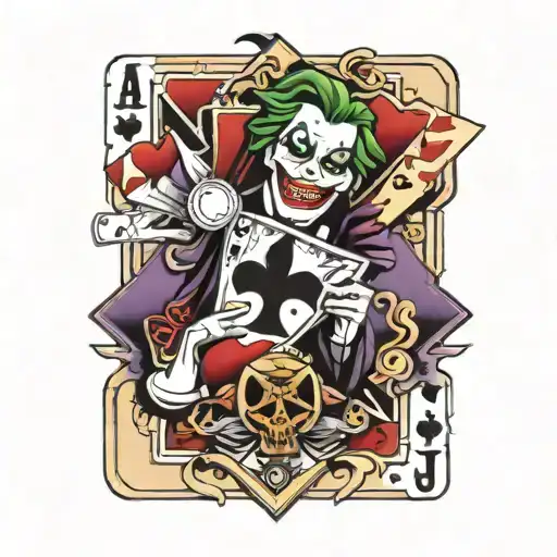 Ace Card Between Two Joker Cards Floating