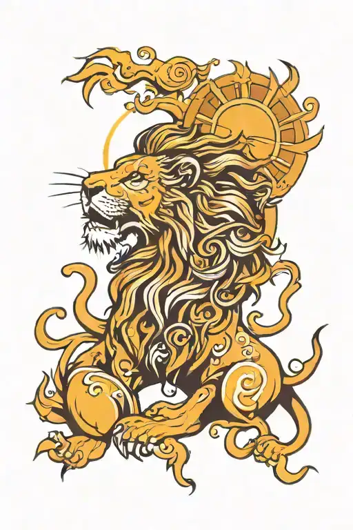 Lion And Sun Rising